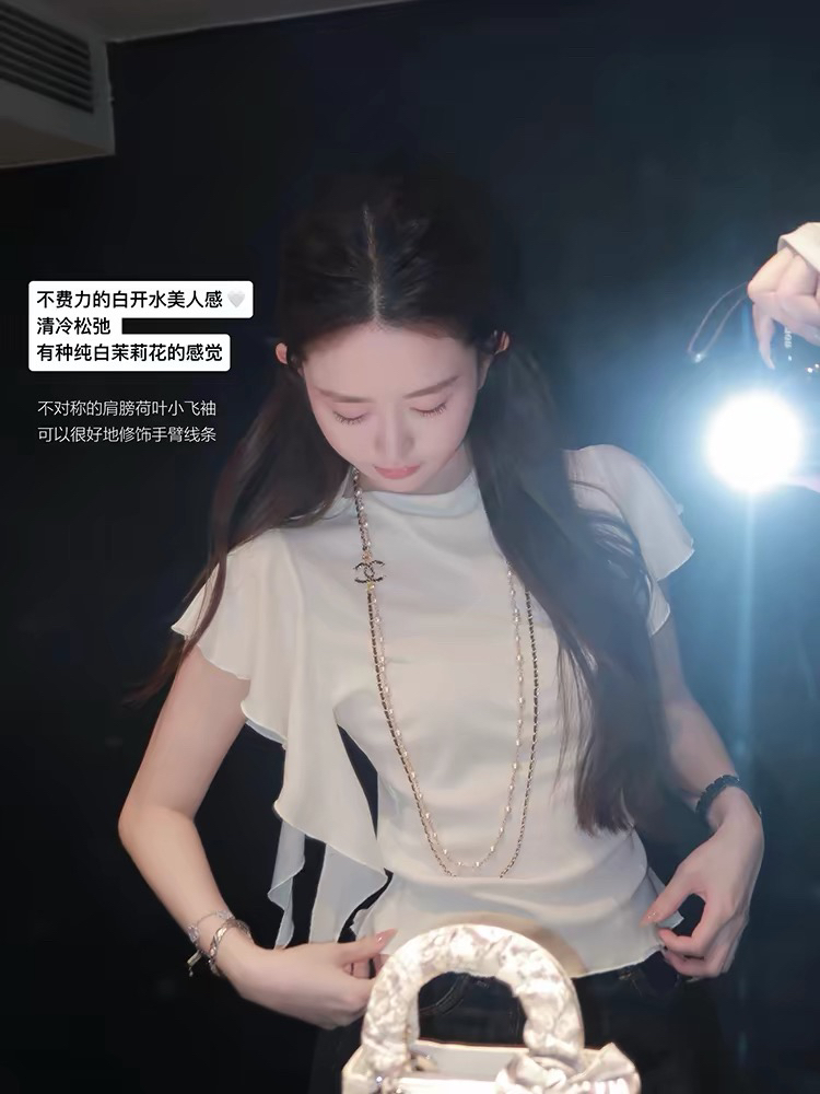 고기 마침 한여름 똑똑한 여름 프랑스식 작은 대중 디자인 센스 몸매 가꾸기 연령 감소 화이트 맨위 여성 고급 센스 반팔