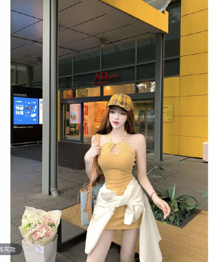 루이 茜 웨이 Sher S 섬 사랑 여름 ins 바람 오리지널 디자인 드레스 r2708l