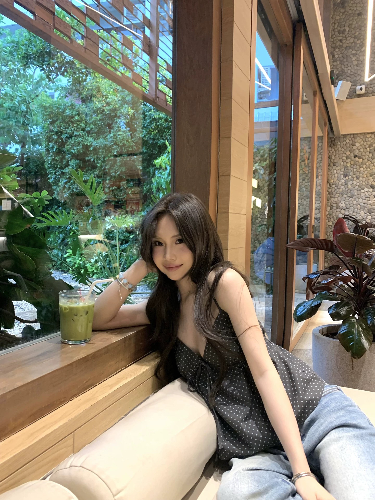 황색 오직 오직 zzpalette 한여름 달콤한 꿈 휴가 센스 V넥 좋은 어깨끈 도트 무늬 체크무늬 슬립 작은 셔츠