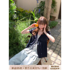 卡农5/29-6/10 限时95折花园假日！V领荷叶边假两件绑带衬衫