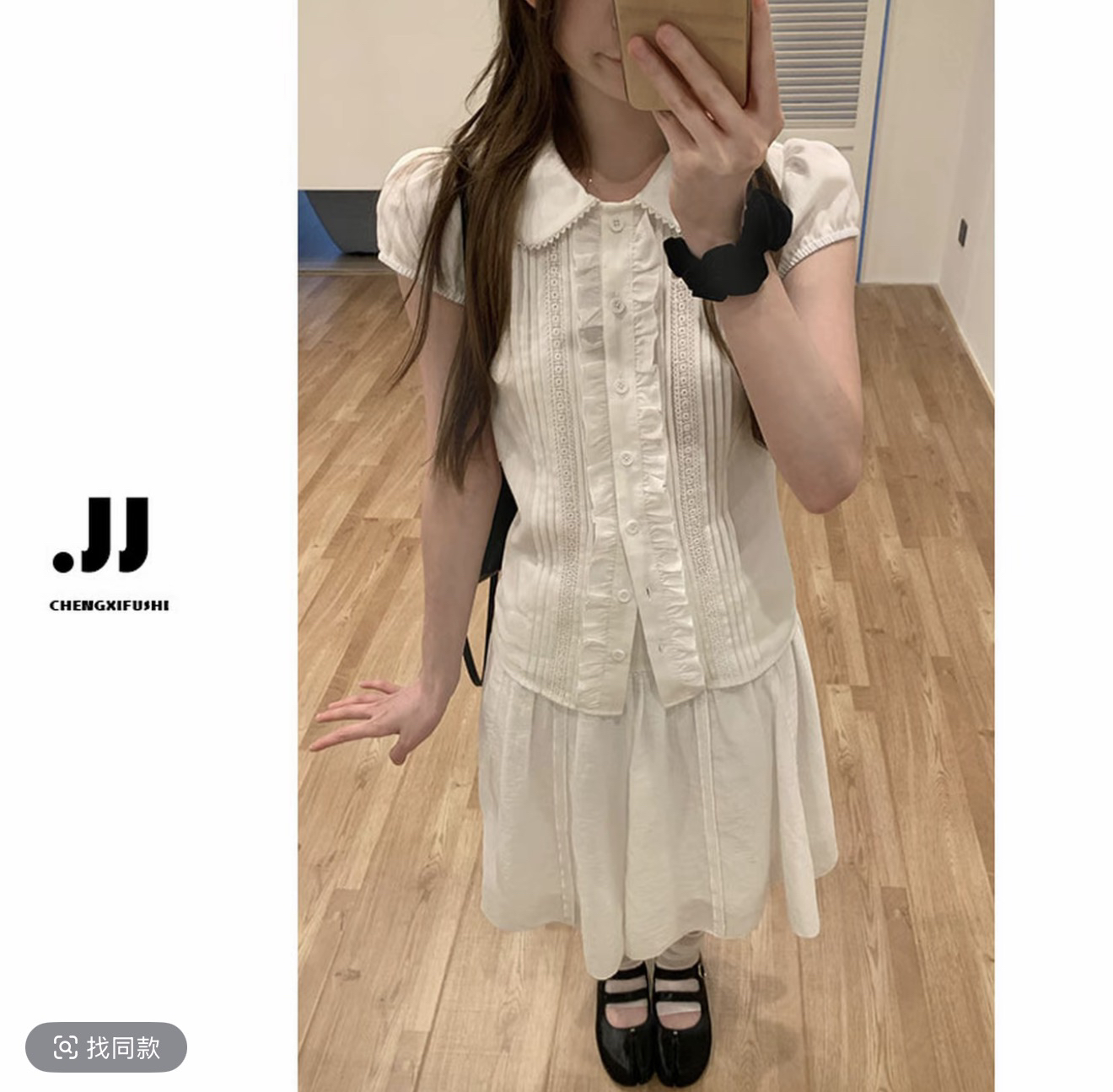 서울 여고생 여름 한 부서 소녀 센스 베이비 칼라 작은 대중 반팔 셔츠 맨위 여성