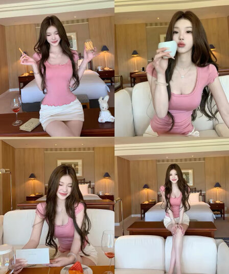 jmshop 아름다움 욕망 빛 요리 한 tee 정회원 보존 주간 실크 양모 니트 티셔츠 u 칼라 물결무늬 측면