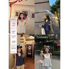 批发Goo Goo Eyes06/21 20:00 92折小飞袖荷叶边棉麻肌理小衫上衣