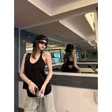 批发Tongiiuu 曲线重塑 V领<b class='q'>工字</b>吊带<b class='q'>背心女</b>修身显瘦上衣夏季带胸垫