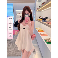 批发白水女 miu系套组 纯棉绣花吊带连衣裙女夏韩系温柔浪漫风短裙
