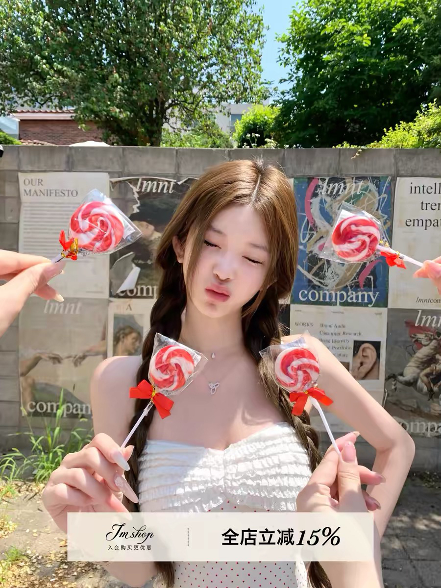 jmshop 도트 무늬 우유 푸 프랑스식 레트로 도트 무늬 캐미솔 여름 레이스 주름 레이스 맨위