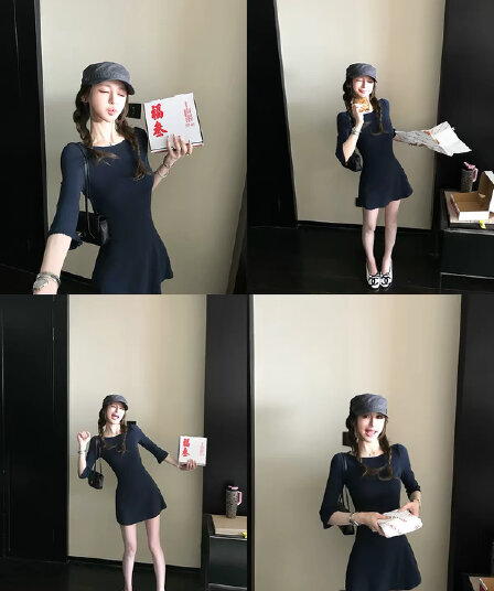 skk store 월요일 출퇴근 치마 210g 면 린넨 프랑스식 허리 수축 품격 부드러운 드레스 쇼트 스타일 치마 여름