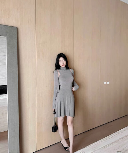 laareetoo 2 가지 색상 긴팔 오픈 가디건 여성 이른 가을 2026 새로운 몸매 가꾸기 슬림해 보이는 조끼 원피스 세트
