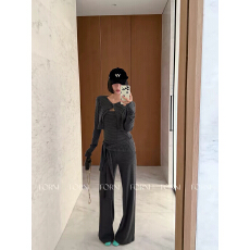 批发FORNI/YOYO “建模天才”简约时尚条纹吊带背心/开衫/休闲裤套装