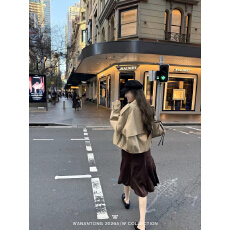 批发WANANTONG 南瓜风衣 <b class='q'>全棉</b>风衣式短夹克 女秋季短风衣外套