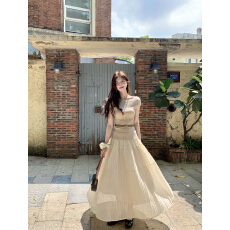 批发实拍~ 韩系气质百搭显瘦针织上衣<b class='q'>T</b><b class='q'>恤</b>高腰垂感褶皱半身<b class='q'>裙</b>两件套女