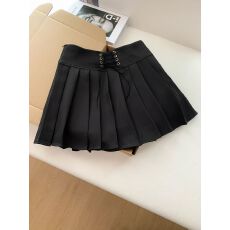 批发半身裙春夏新款高腰a摆衬裤绑带<b class='q'>短</b>裙小个子女装显高百搭百褶裙