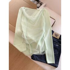 批发韩系甜美温柔风蕾丝拼接一字肩荡领针织衫<b class='q'>女</b>春新款显瘦单穿上衣