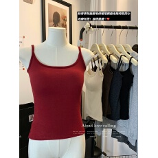 批发实价 秋冬磨毛内搭吊带显胸bra带胸垫纯欲背心基础打底