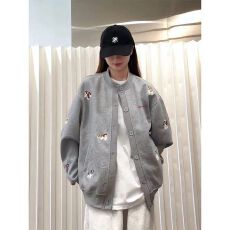 批发韩系小狗刺绣慵懒风卫衣25秋冬超火穿搭减龄宽松上衣开衫外套