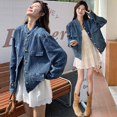 批发牛仔外套女春<b class='q'>秋</b>今年流行爆款小香风气质减龄复古短款立领夹克上衣