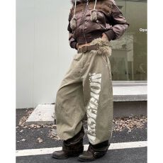 批发个性韩版字母印花弯刀牛仔裤女春秋新款宽松阔腿拖地工<b class='q'>装</b>牛仔裤子