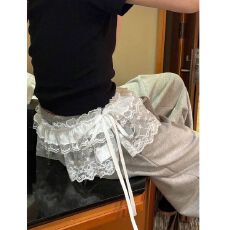 原版 蕾丝春夏季重工系带蕾丝木耳边短款屁帘围裙帘摆裙