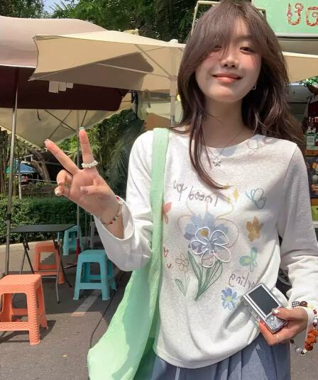 2026 여름 새로운 얇은 스타일 꽃무늬 마이크로 ~을 통해 여름 얇고 가벼운 긴팔 블라우스 맨위