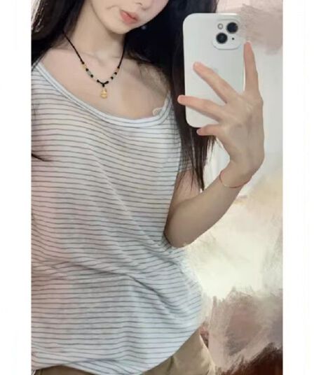 원본 원단 컬러 짜임 기사 순수한 욕망 새는 어깨 루즈핏 다용도 한 부서 스트라이프 반팔 티셔츠 맨위