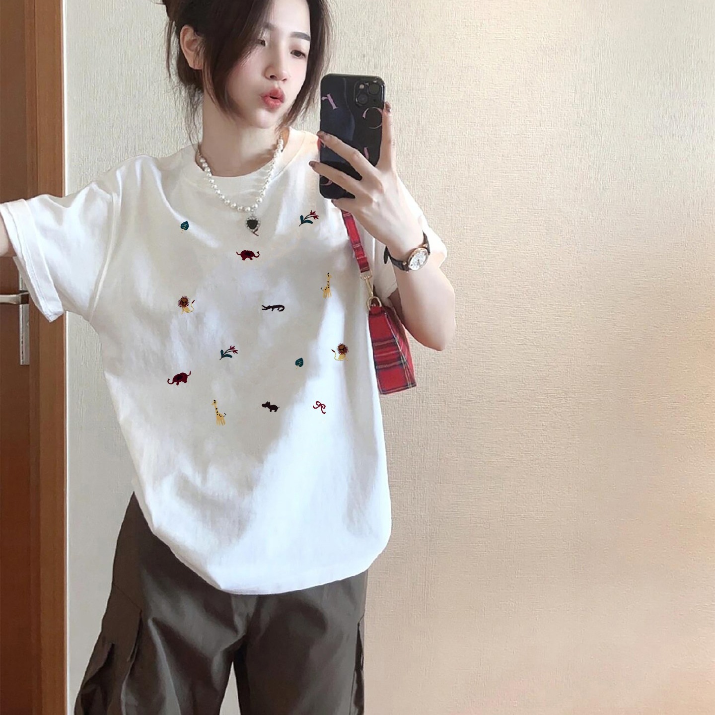 21 슈퍼 쿨 면 면 220 그램 자수 루즈핏 라운드 넥 반팔 맨위