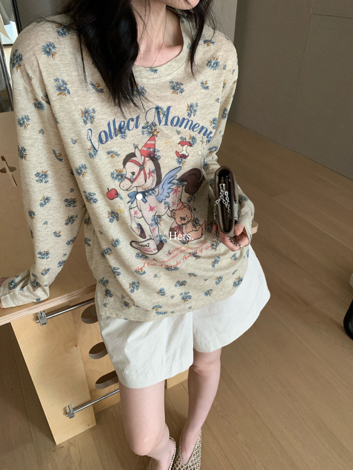 원본 원단 몽환 작은 말 자외선 차단 블라우스 여름 디자인 센스 패션 맨위 여성