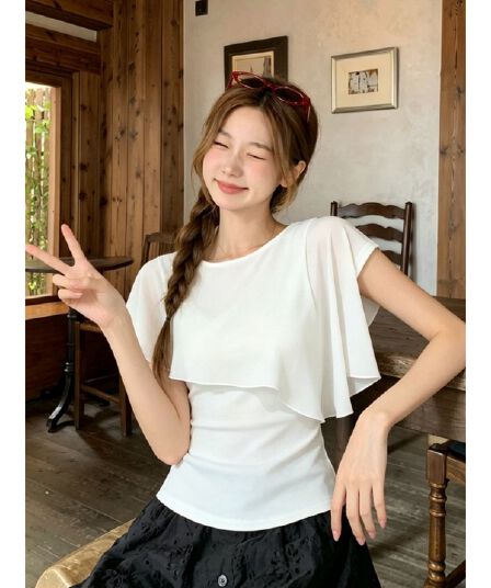 모달 260 그램 1 1 디자인 센스 망토 긍정적 인 어깨 화이트 반팔 티셔츠 맨위