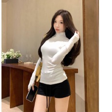 批发270克螺纹德绒<b class='q'>加绒</b><b class='q'>打底衫</b>秋冬修身显瘦百搭圆领正肩长袖t恤女