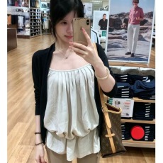 批发沙面平纹麻+人棉褶皱<b class='q'>缎面</b>吊带开衫两件套夏季早春漂亮套装潮