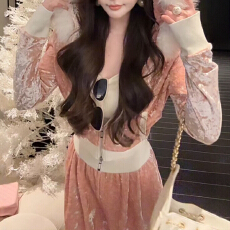 批发官图 <b class='q'>韩版</b>时尚<b class='q'>休闲</b>加厚<b class='q'>套装</b>2025秋冬新款显瘦大毛领短外套+宽松直