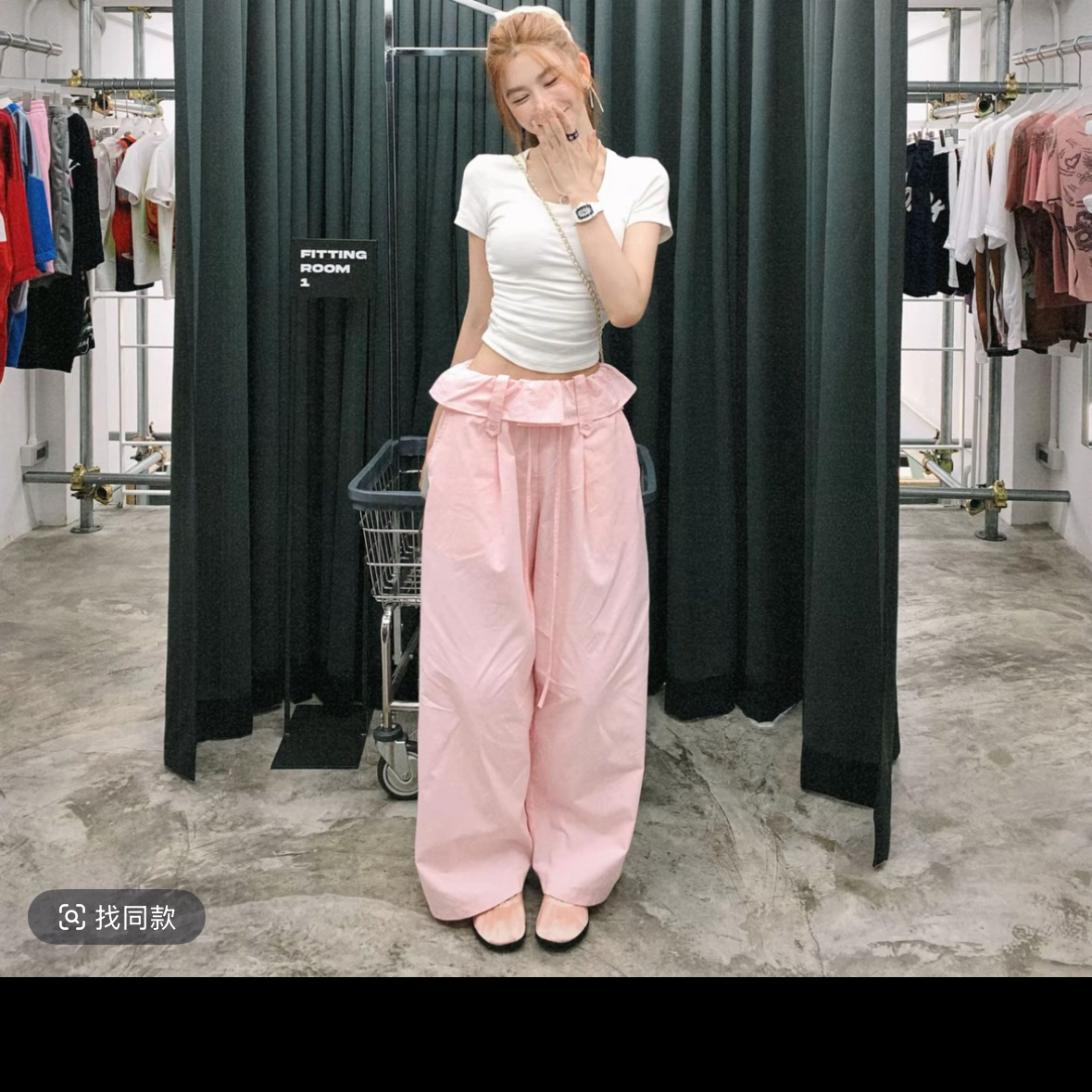 2026 코디 전체 집합 한 부서 작은 키 착용 가져 가라. 소금 부서 빛 요리 한 반팔 티셔츠 와이드 레그 팬츠 세트