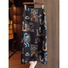 批发深圳南油高端货~印花直筒半身裙女秋冬<b class='q'>时尚</b>百搭高腰开叉a字中长裙