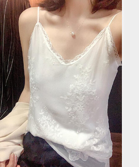 슬립 수 있습니다. 조정 어깨끈 피하다. 玗 주름 자수 캐미솔 여름