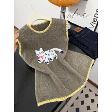 批发实拍 控价20 韩系刺绣<b class='q'>图案</b>撞色马甲针织毛衣女百搭圆领叠穿<b class='q'>背心</b>