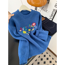 批发实拍 控价20 韩系新款<b class='q'>刺绣</b>针织衫女外穿趣味减龄甜美设计感毛衣