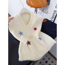 批发实拍 控价20 花朵刺绣软糯背心毛衣女新款奶呼呼小众别致针织<b class='q'>马甲</b>