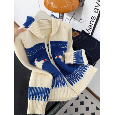 批发实拍 控价20 新款复古减龄费尔岛提花软糯长袖<b class='q'>针织</b><b class='q'>开衫</b>毛衣外套