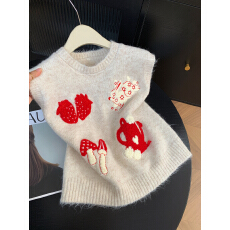 批发实拍 控价20 韩系高级感提花针织马甲背心女新款<b class='q'>甜美</b>叠穿气质毛衣