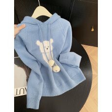 批发实拍 控价20 毛绒小熊宽松连帽柔软毛衣女新款卫衣女针织上衣<b class='q'>外套</b>