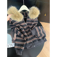 批发实拍 控价20 慵懒风撞色条纹连帽毛领卫衣女百搭宽松显瘦休闲上衣