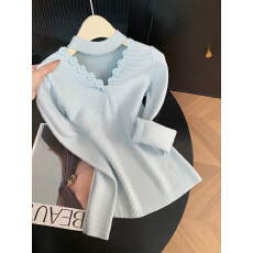 批发实拍 控价20 <b class='q'>新款</b>挂脖打底<b class='q'>毛衣</b>女蕾丝拼接洋气减龄内搭针织衫上衣