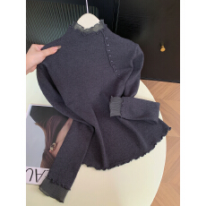 批发实拍 控价20 蕾丝拼接半高领打底衫女内搭<b class='q'>新款</b>套头<b class='q'>毛衣</b>针织衫上衣