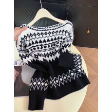 批发实拍 控价20 费尔岛提花<b class='q'>毛衣</b>女<b class='q'>宽松</b>外穿慵懒风长袖套头针织衫上衣