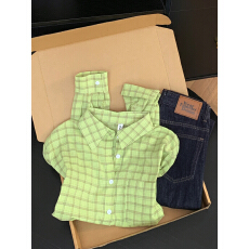 批发实拍 控价20 格子防晒衬衫女<b class='q'>夏</b>季薄款宽松休闲上衣