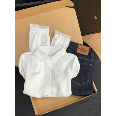 批发实拍 控价20 法式白衬衣女新款蕾丝花边洋气甜美减龄百搭长袖衬衫