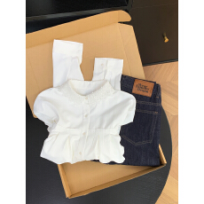 批发实拍 控价20 设计感小众洋气娃娃衫白衬衫女新款褶皱蕾丝翻领上衣