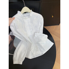 批发实拍 控价20 新款极简长袖刺绣衬衫女宽松显瘦单排扣通勤上衣百搭