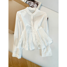 批发实拍 控价20 法式压褶拼接<b class='q'>衬衫</b>女设计感<b class='q'>长袖</b><b class='q'>衬衣</b>开衫上衣