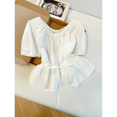 批发实拍 控价20 法式设计感短袖<b class='q'>衬衫</b>女<b class='q'>蝴蝶结</b>上衣