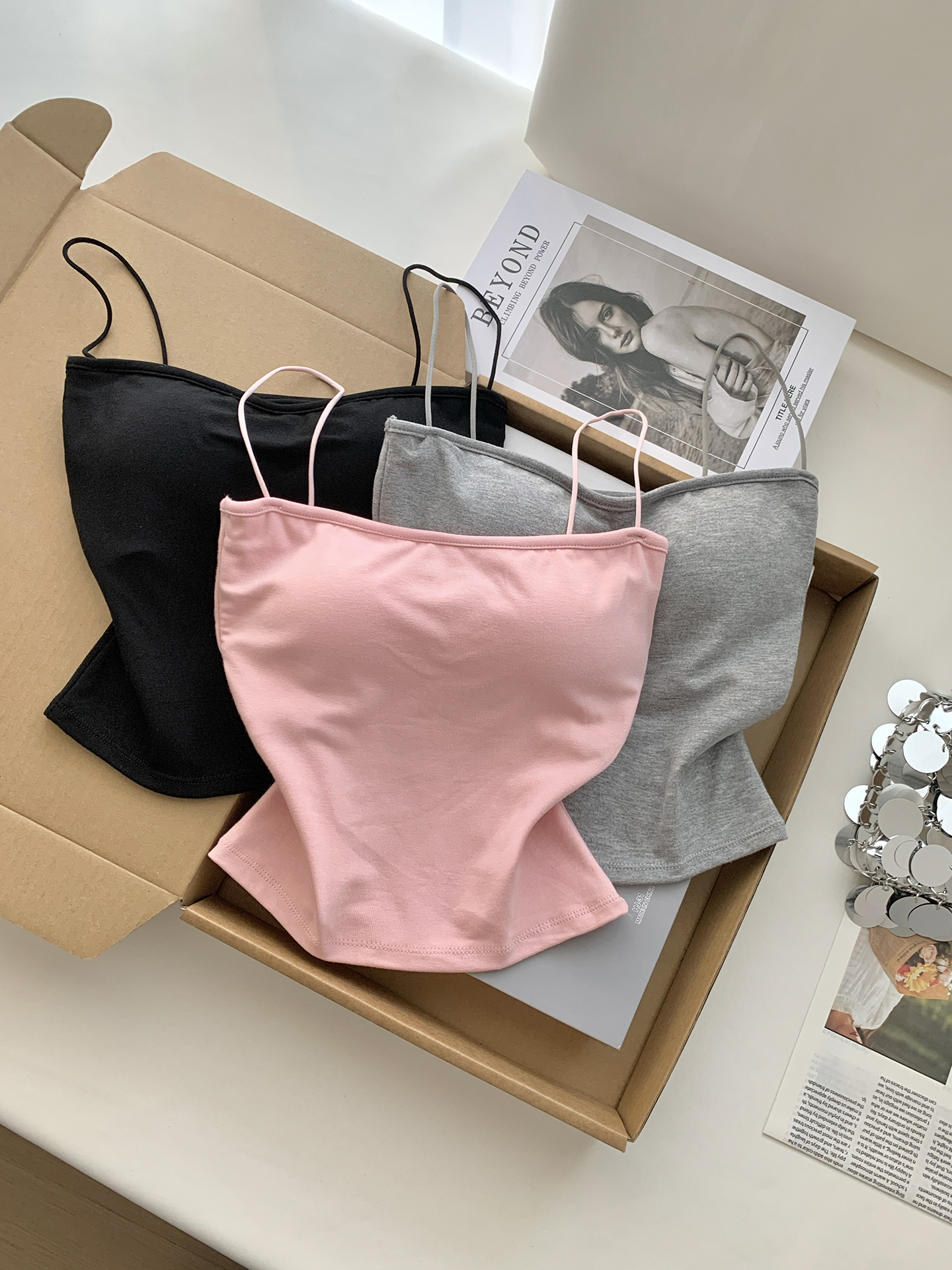 실사 통제 가격 20 달콤한 매운맛 바람 핑크색 몸매 가꾸기 벨트 가슴 패드 캐미솔 여름 섹시함 튜브탑 아름다움 뒤쪽에 의류